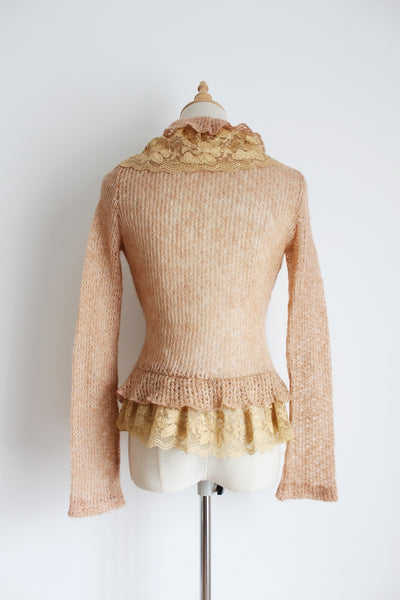 VINTAGE LACE RUFFLE TIE WAIST JERSEY PINK - SIZE 8