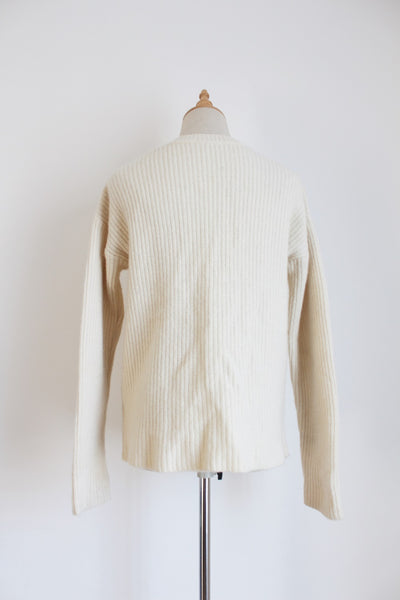 OLIVE WOOL CARDIGAN CREAM - SIZE M
